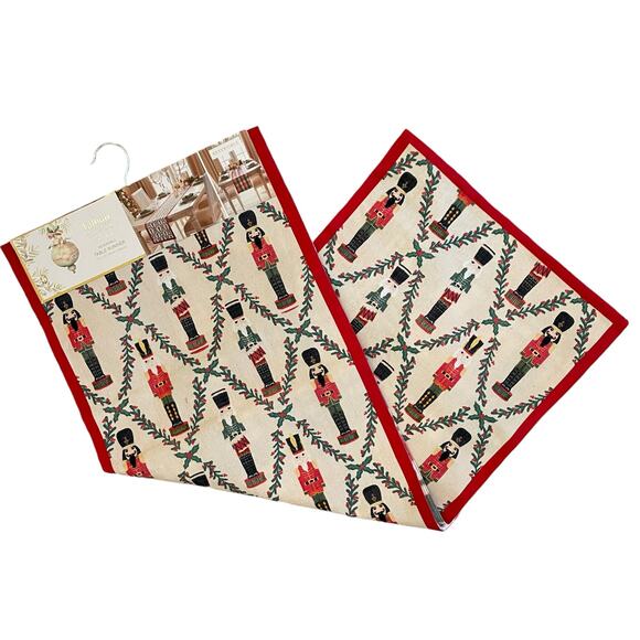 Lillian August Christmas Nutcracker Reversible Table Runner 14x72 Holiday Plaid - Picture 4 of 10